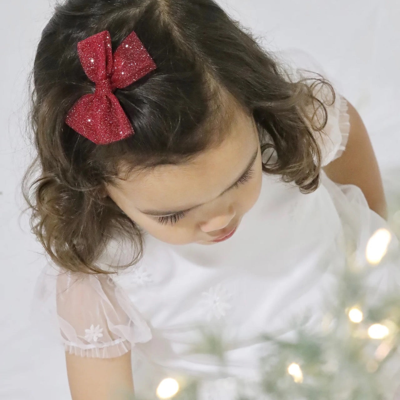 LITTLE MARSHMALLOW - Tulle Pigtail Set // Christmas Glitter - Red