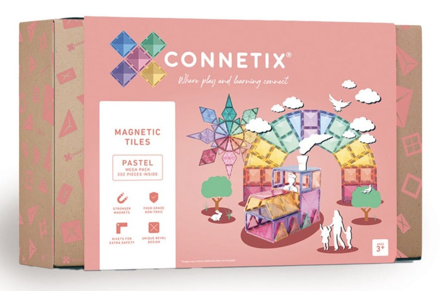 CONNETIX - Magnetic Tiles 202 Piece Pastel Mega Pack