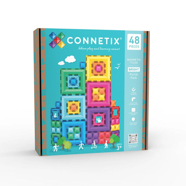 知育玩具 CONNETIX MAGNETIC TILES Connetix - 42 Piece Rainbow Square Pack Magnetic Tiles