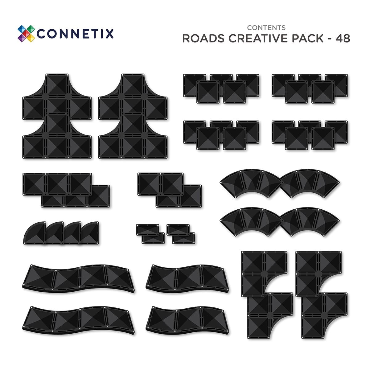 CONNETIX - Magnetic Tiles Creative Roads Pack 48 pc