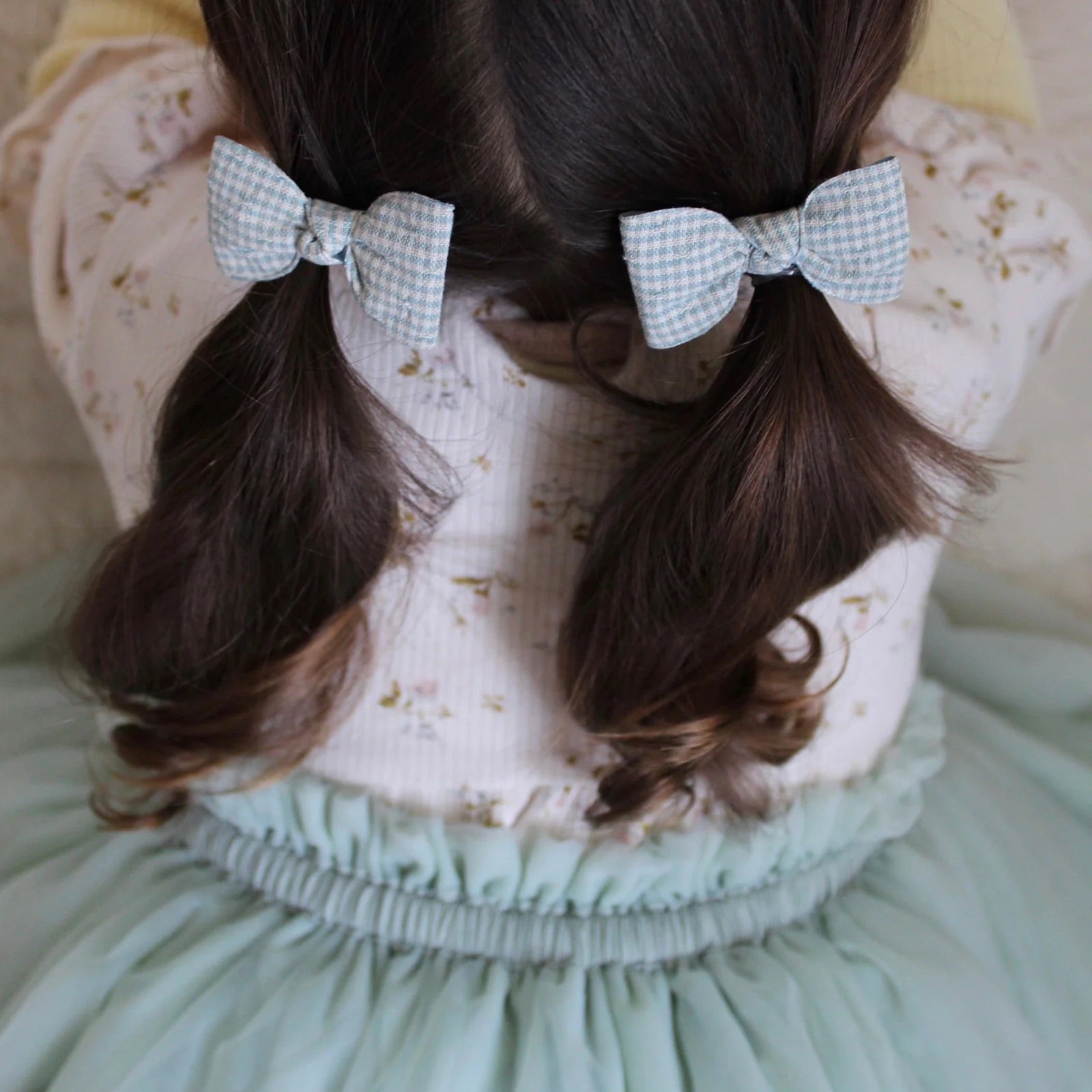 LITTLE MARSHMALLOW - Petite Pigtail Set // Tiny Gingham - Sky