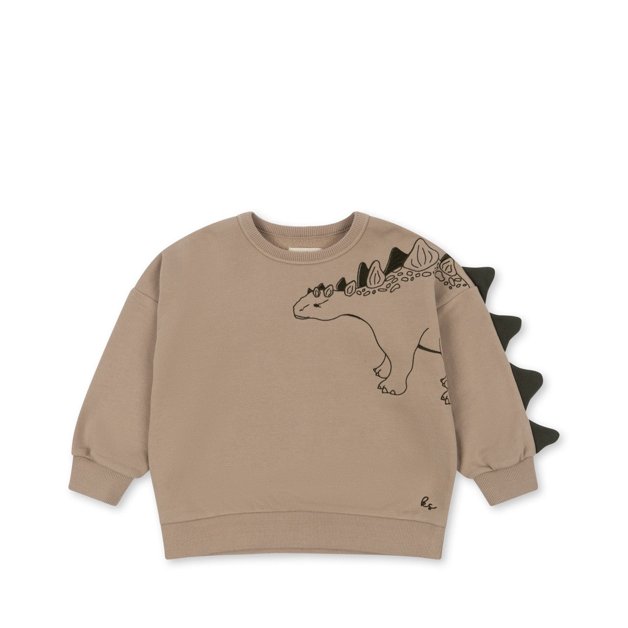 Lou Animal Spike Dino Sweatshirt GOTS- Oxford Tan