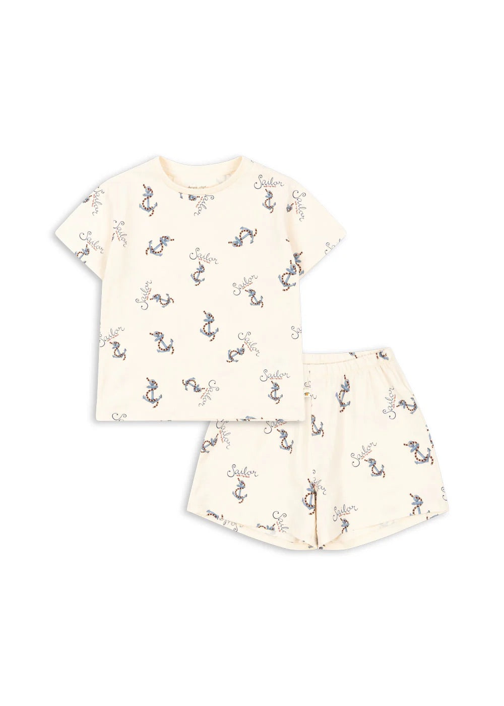 Children's pajama set with horse pattern on a white background