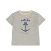 Soft cotton tee with a striped pattern and an anchor graphic on the front.