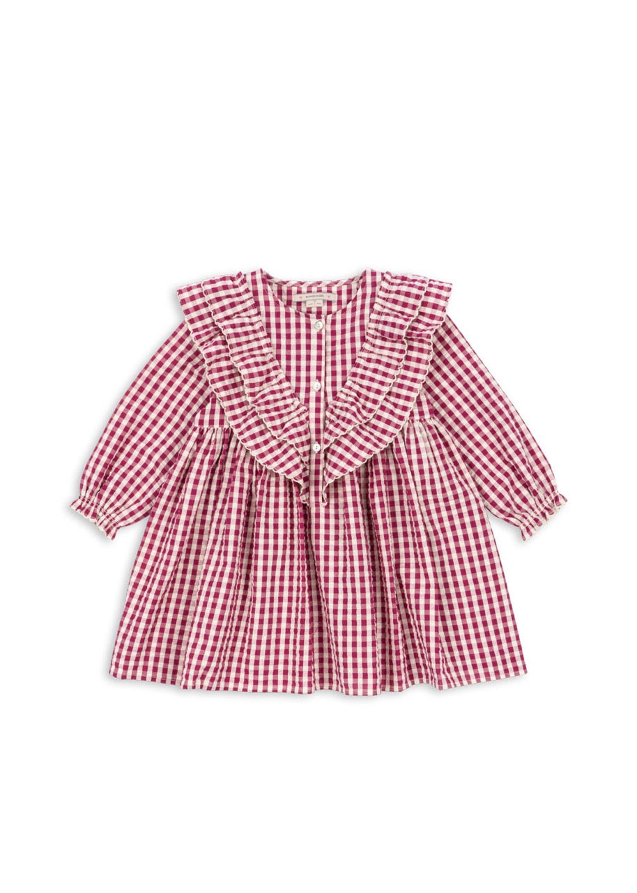 Red and white checkered blouse on a white background