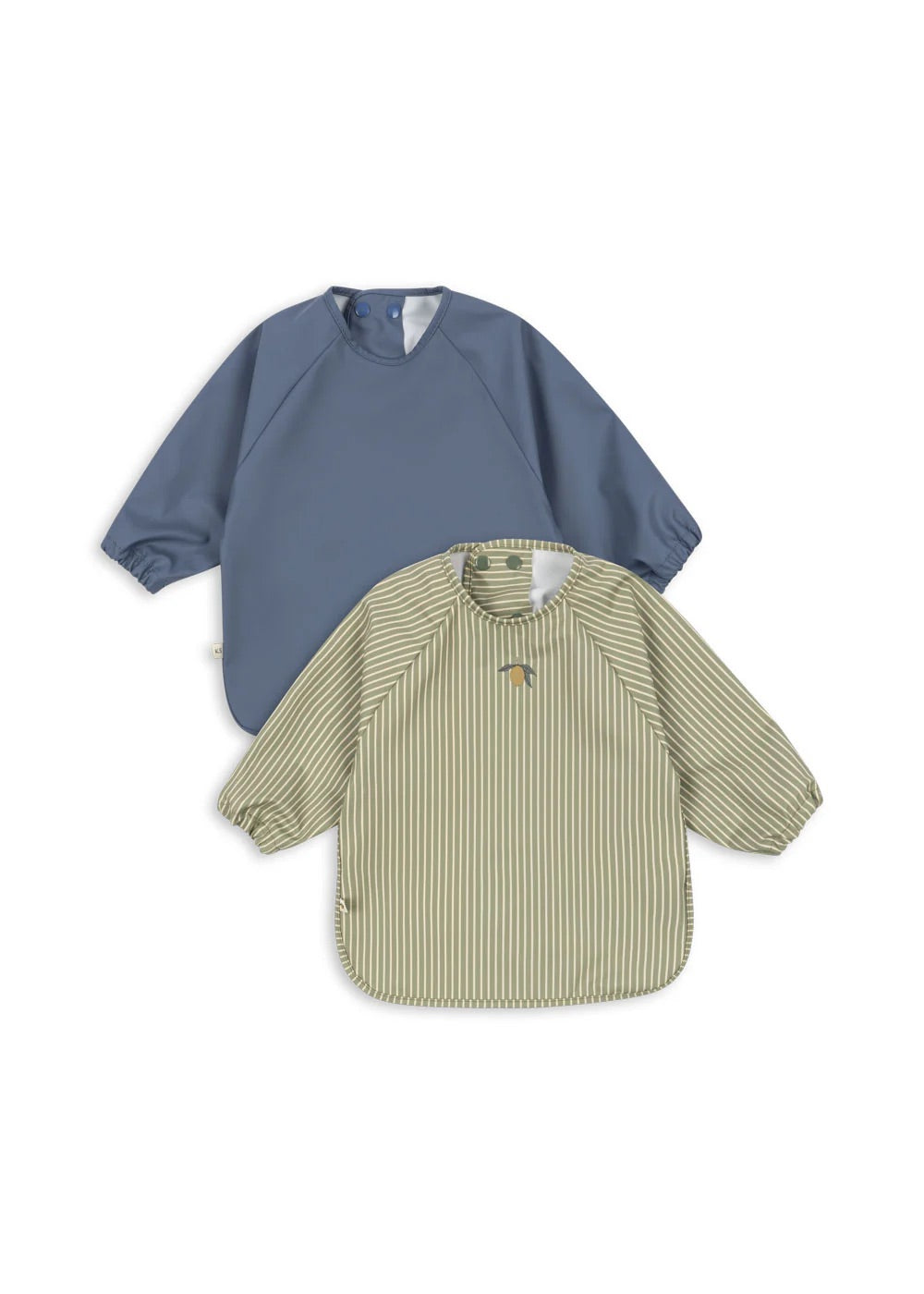 Konges Sløjd - 2 Pack Dinner Bib with Sleeves - Tea Stripe/Flint Stone
