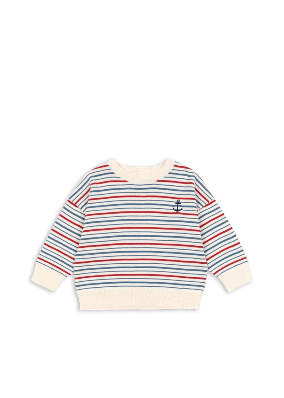 Konges Sløjd - Manis Knit Sweater - Antique Stripe

Striped sweater with anchor detail on a white background