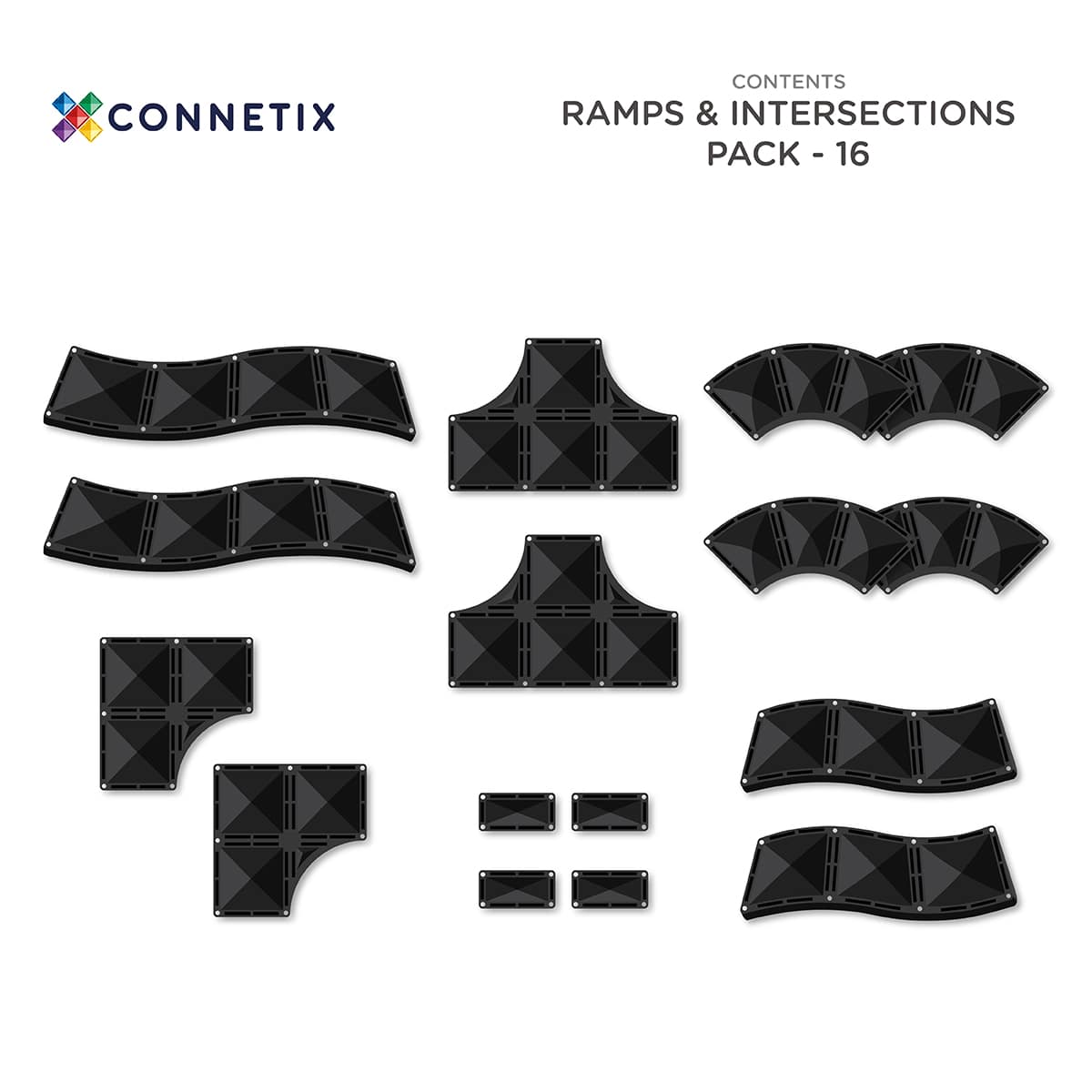CONNETIX - Magnetic Tiles Ramps & Intersections Pack 16 pc – Little Kinder