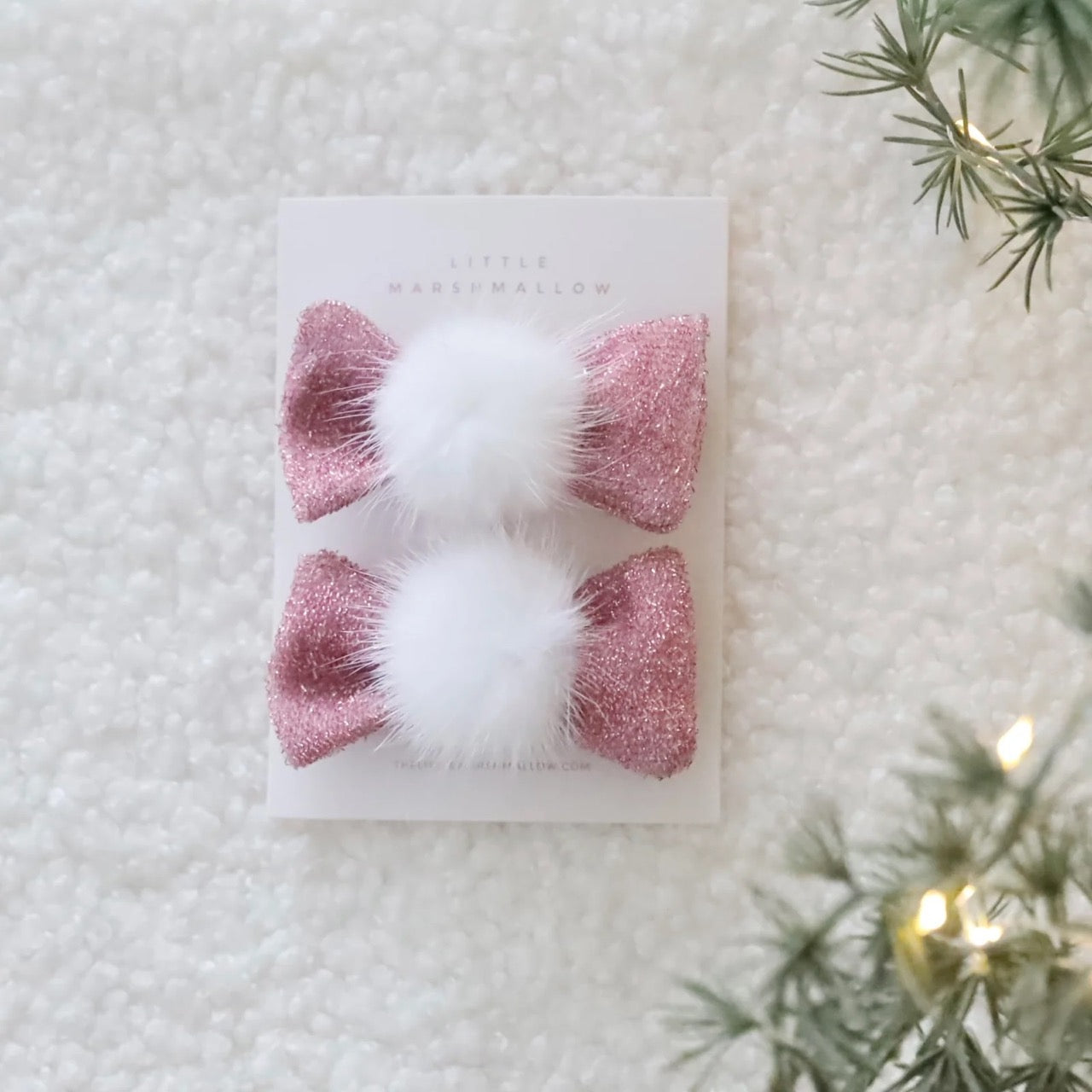 LITTLE MARSHMALLOW - Petite Pigtail Set //  Fluffy Tinsel Pink