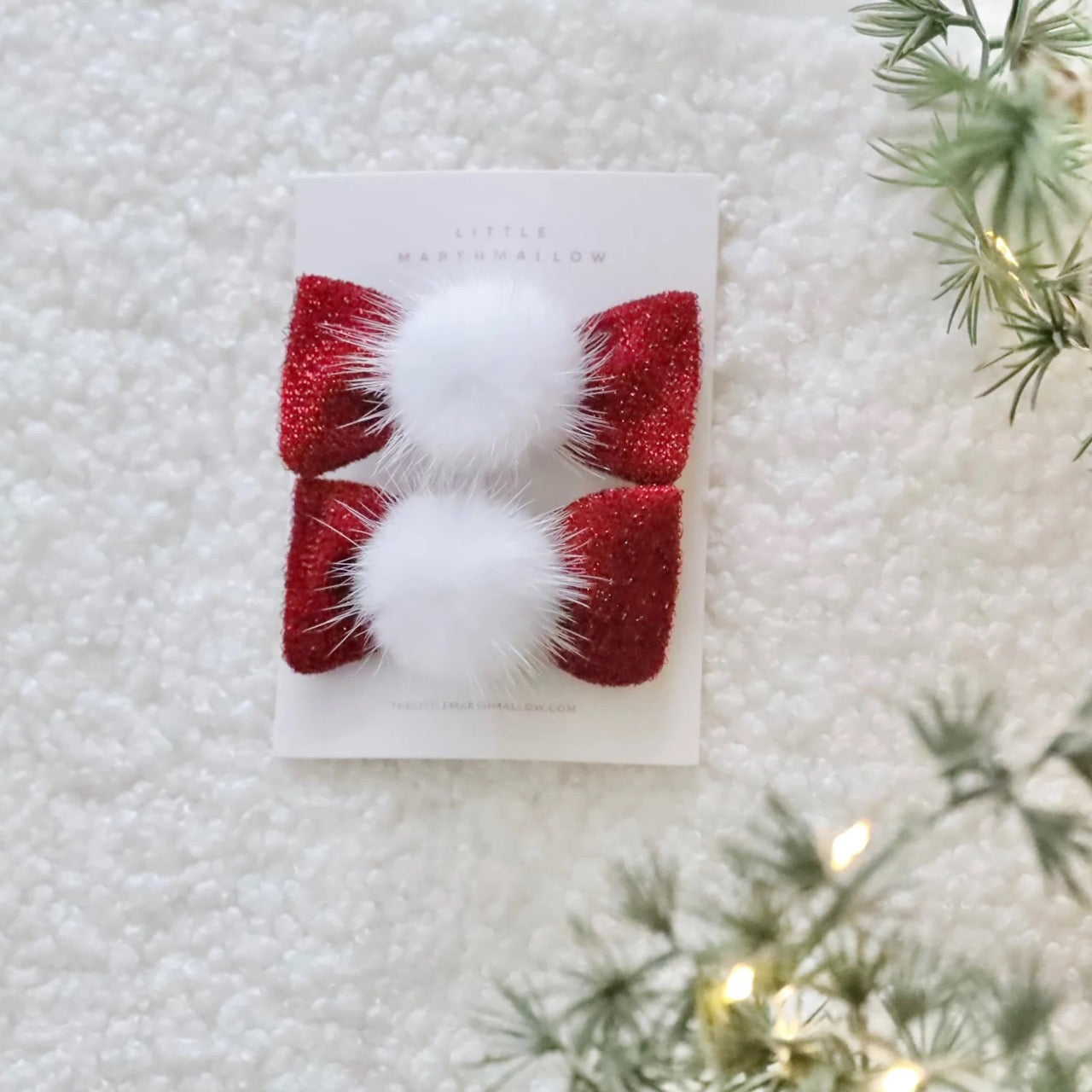 LITTLE MARSHMALLOW - Petite Pigtail Set // Fluffy Tinsel Red