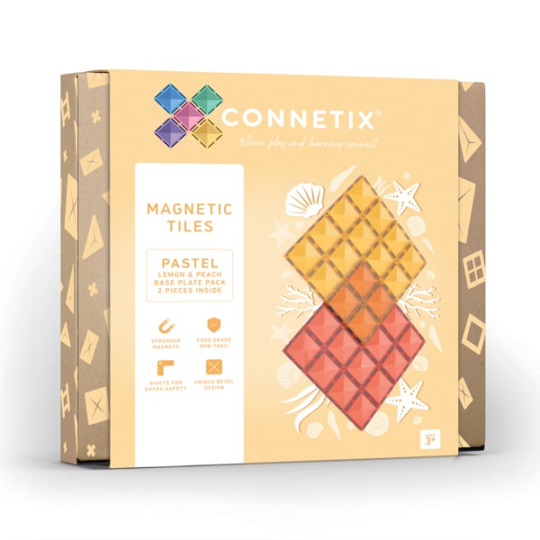CONNETIX - Magnetic Tiles Pastel Lemon & Peach Base Plate 2 pc (*Pre-order*)