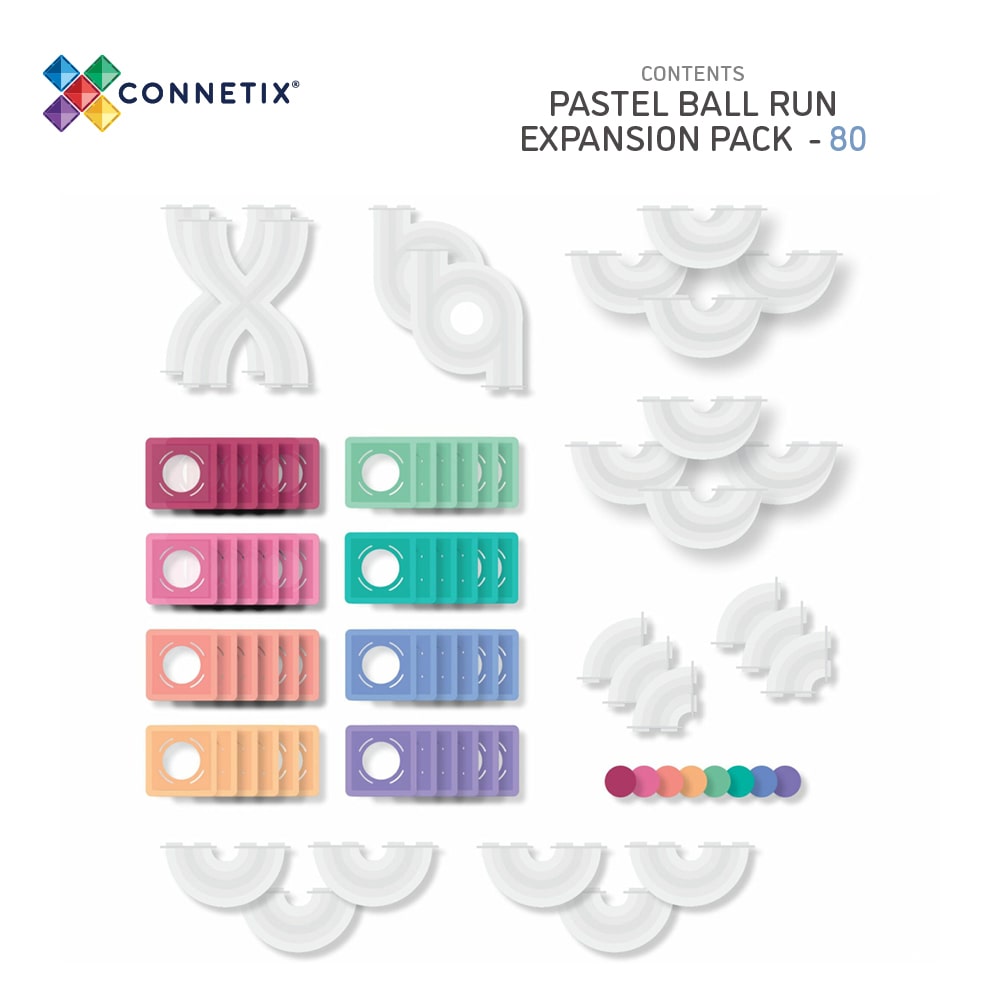 CONNETIX - Magnetic Tiles Pastel Ball Run Expansion Pack 80 pc (*Pre-order*)