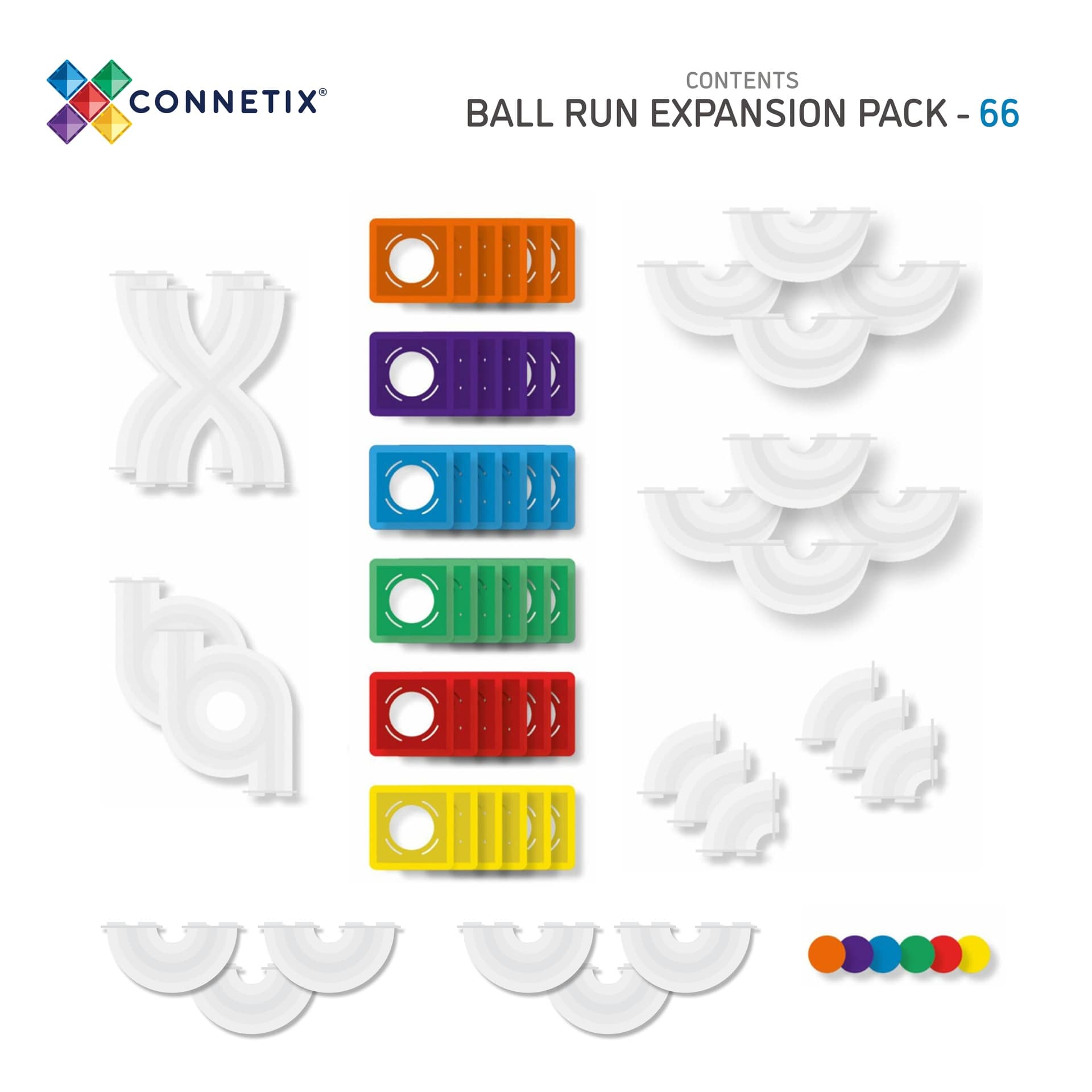CONNETIX - Magnetic Tiles Rainbow Ball Run Expansion Pack 66 pc (*Pre-order*)