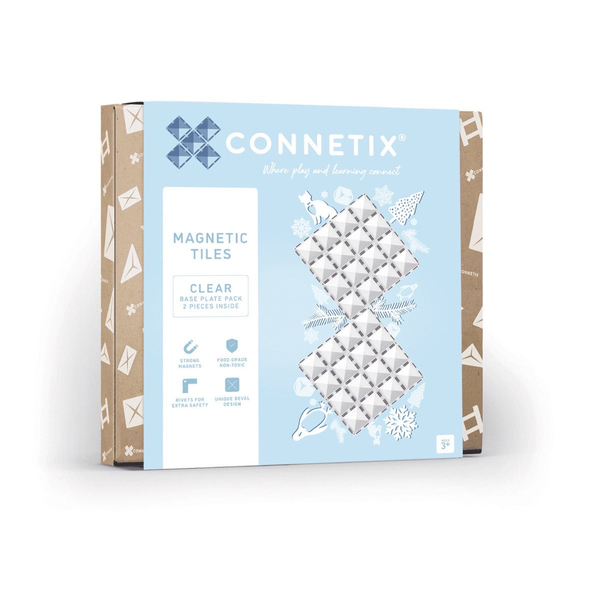 CONNETIX - Magnetic Tiles Clear Base Plate Pack 2 pc
Connetix magnetic tiles packaging on a white background