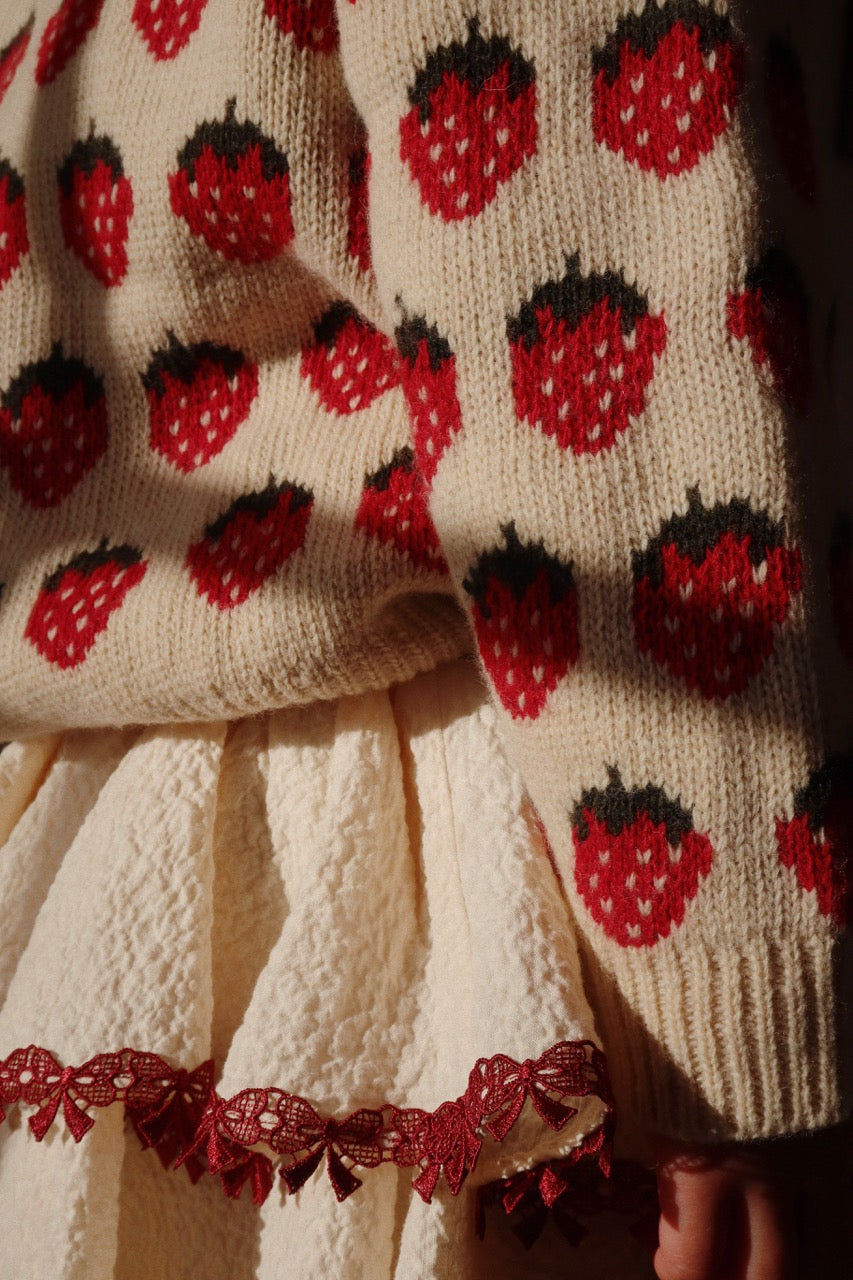 Belou Knit Collar Cardigan - Strawberry