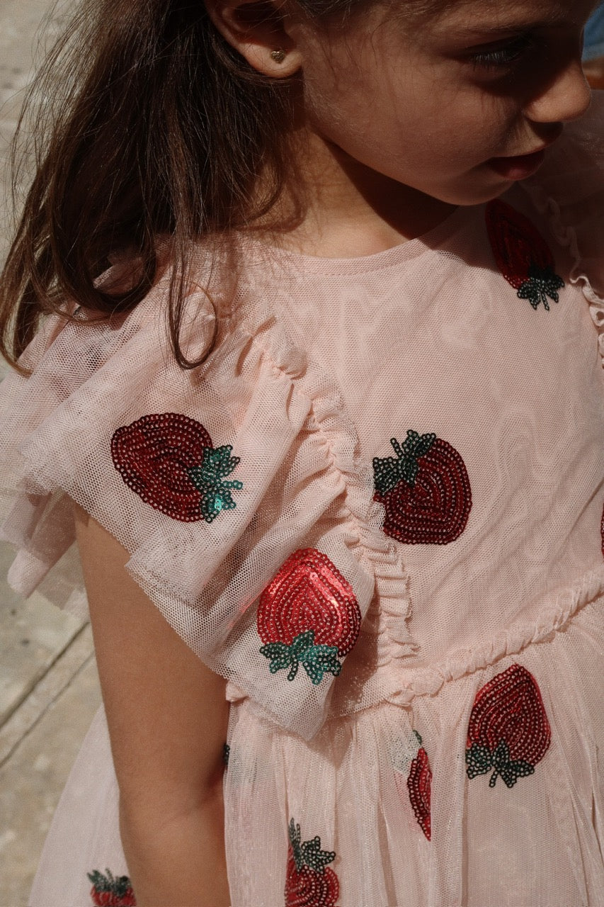 Yvonne Frill Dress - Strawberry