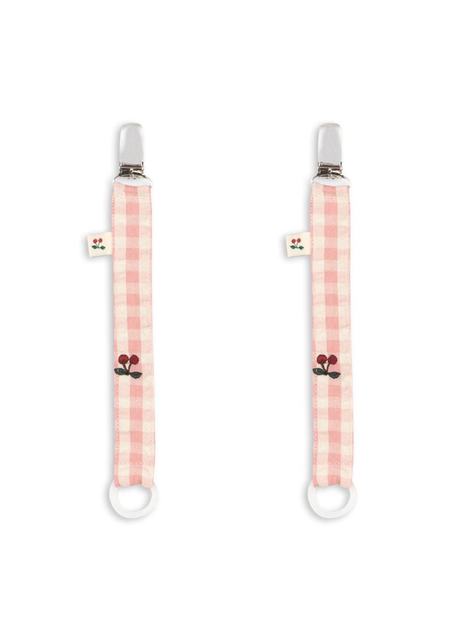 2 pack Pacifier Strap - Powder Pink Check