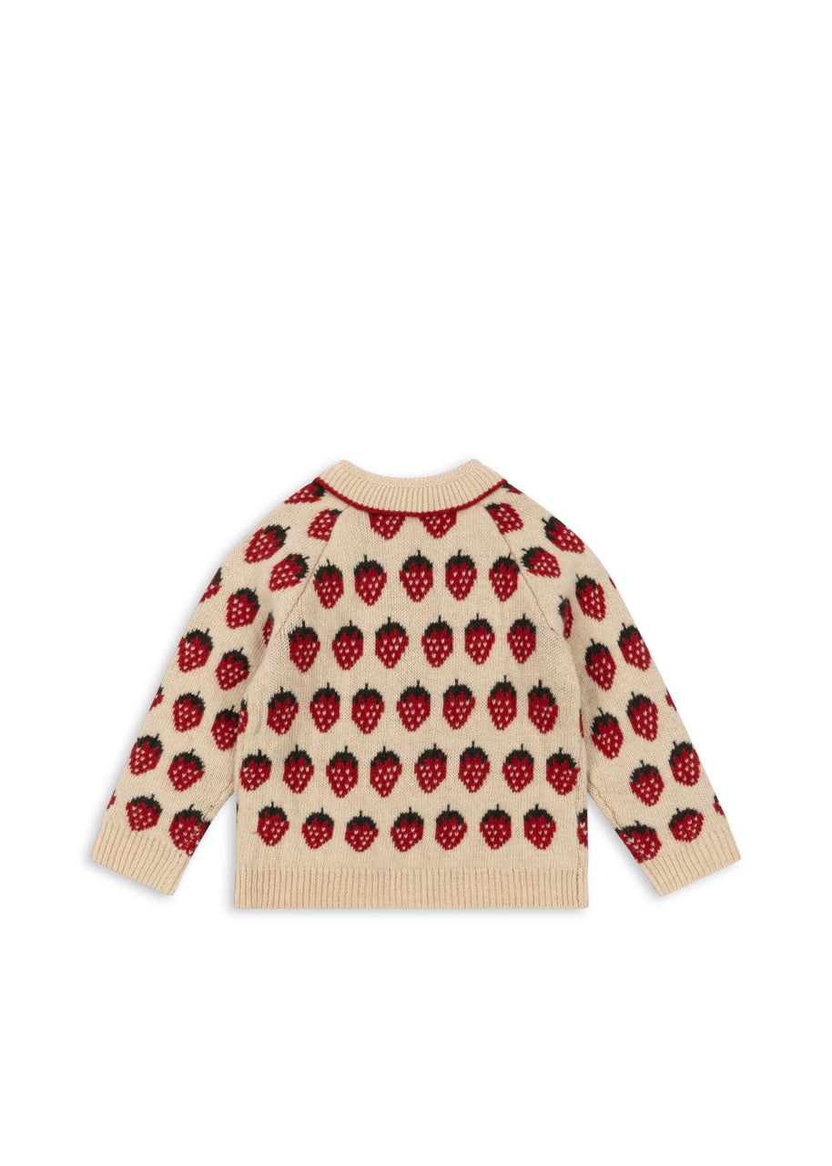 Belou Knit Collar Cardigan - Strawberry