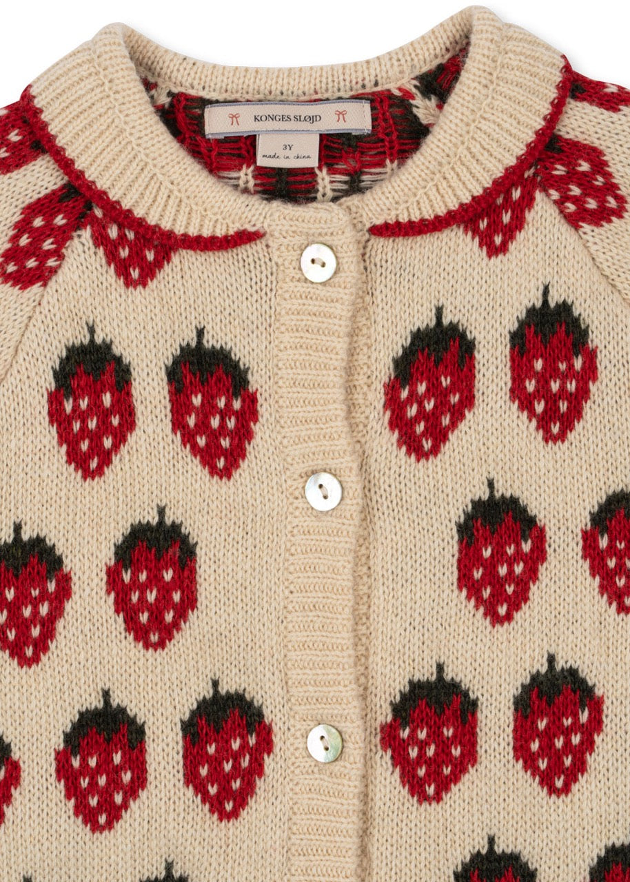 Belou Knit Collar Cardigan - Strawberry