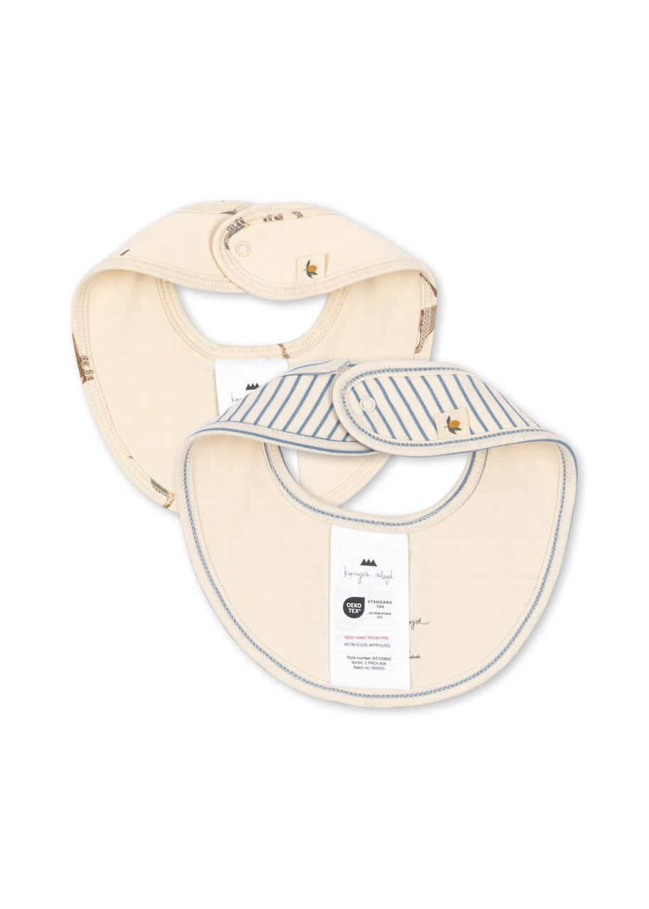 Konges Sløjd - Basic 2 pack bibs - Kubi/Stripe Bluie
