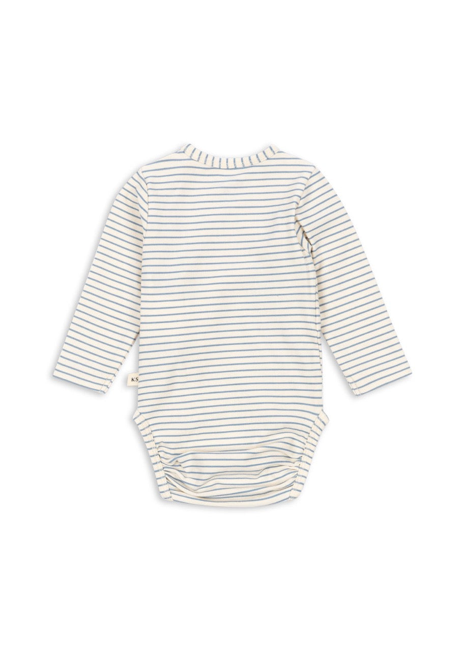 Konges Sløjd - Basic ls New Born Body Gots - Stripe Bluie