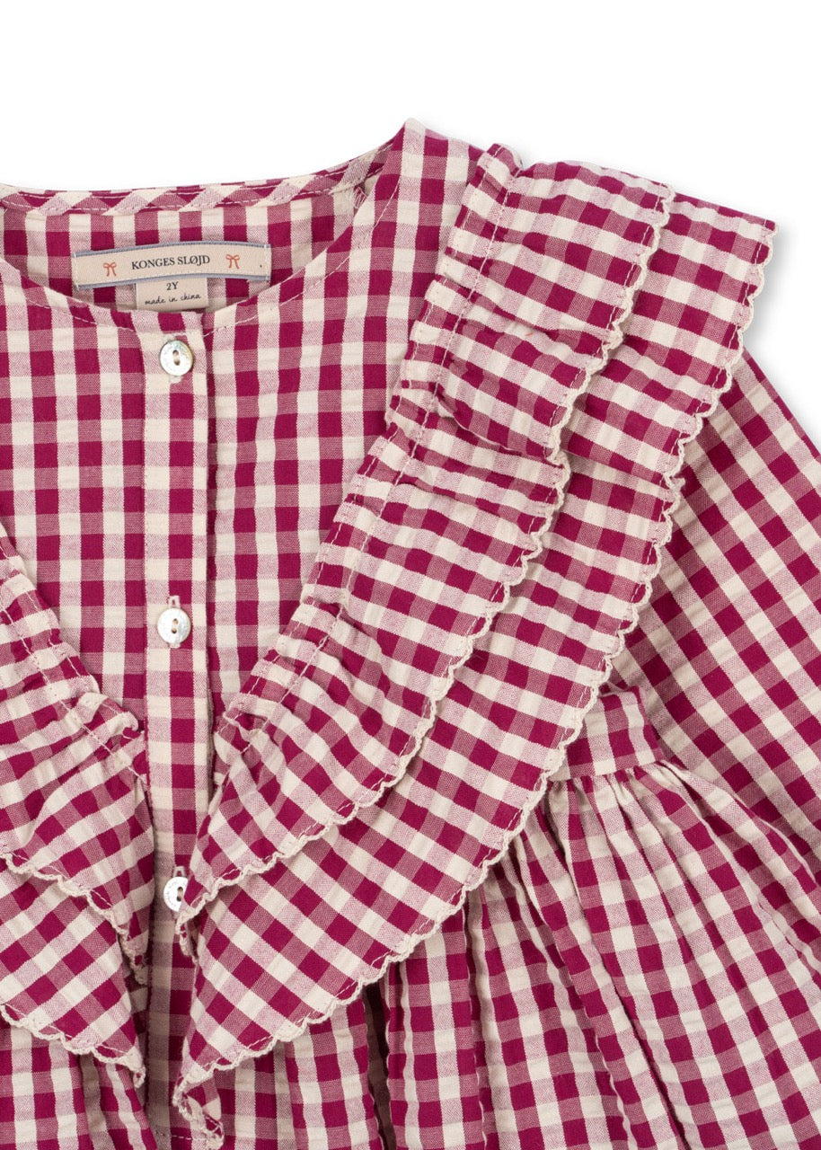 Konges Sløjd - Kim Dress GOTS - Sangria/Butter Check