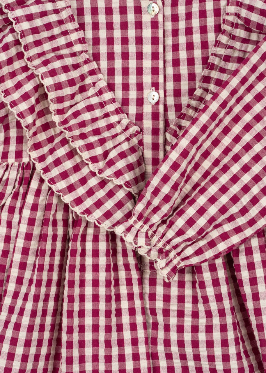 Konges Sløjd - Kim Dress GOTS - Sangria/Butter Check