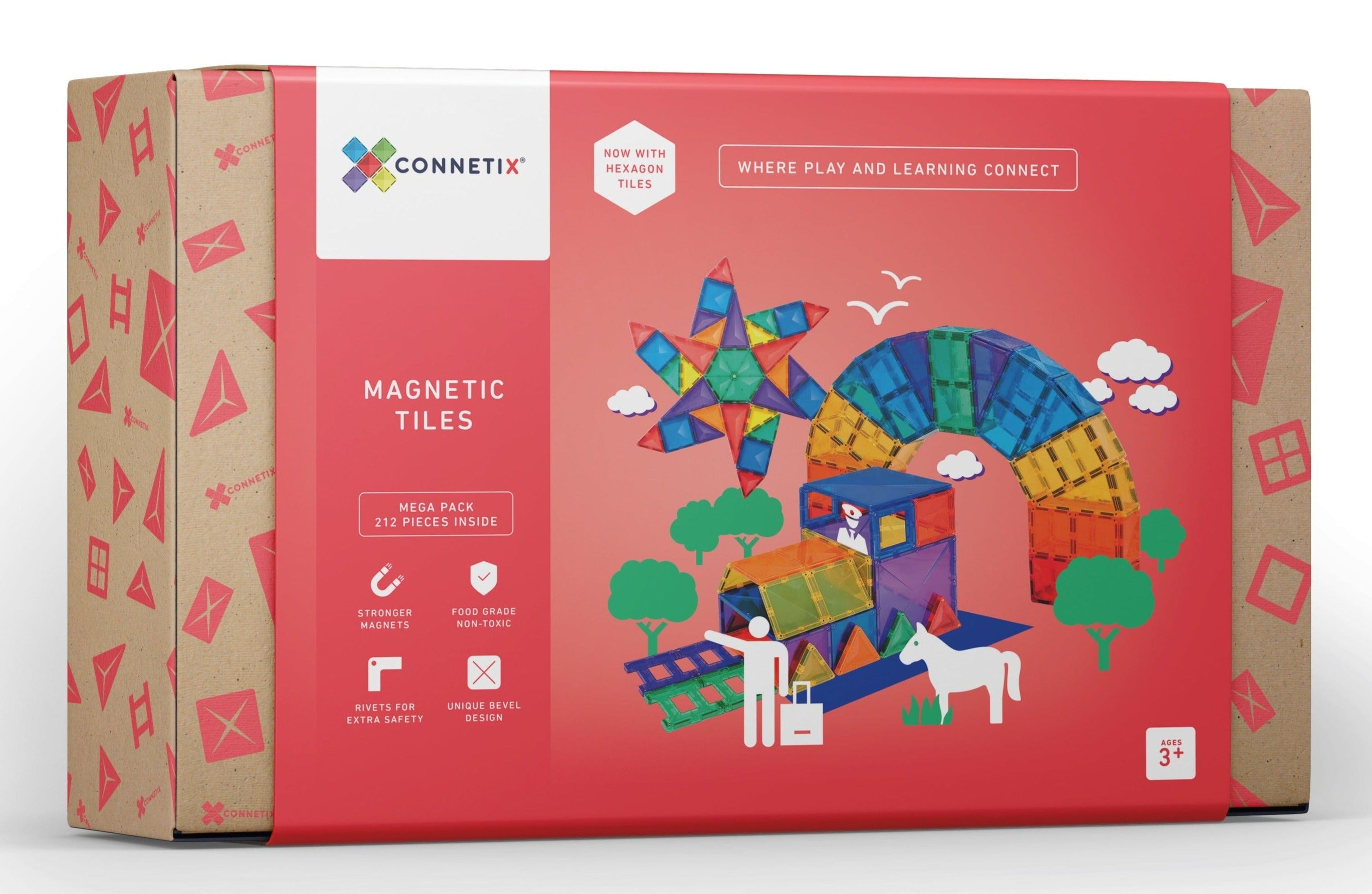 CONNETIX - Magnetic Tiles 212 Piece Mega