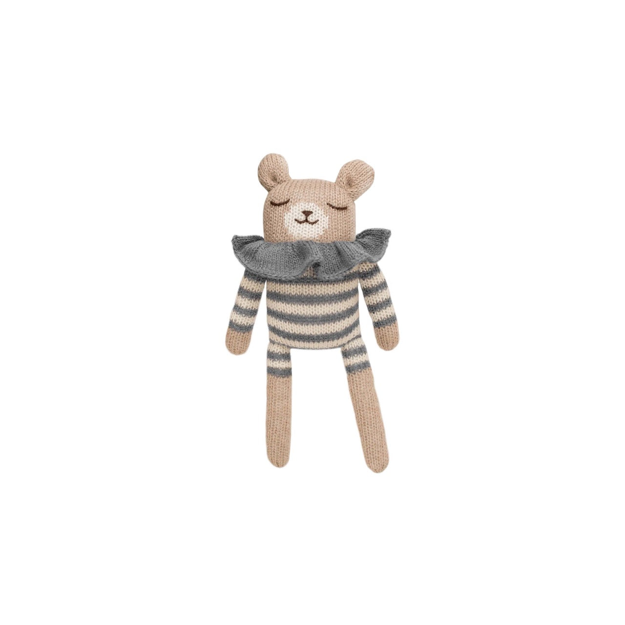 MAIN SAUVAGE - Teddy knit toy | slate striped romper