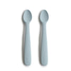 MUSHIE - Silicone Feeding Spoons 2-Pack - Powder Blue