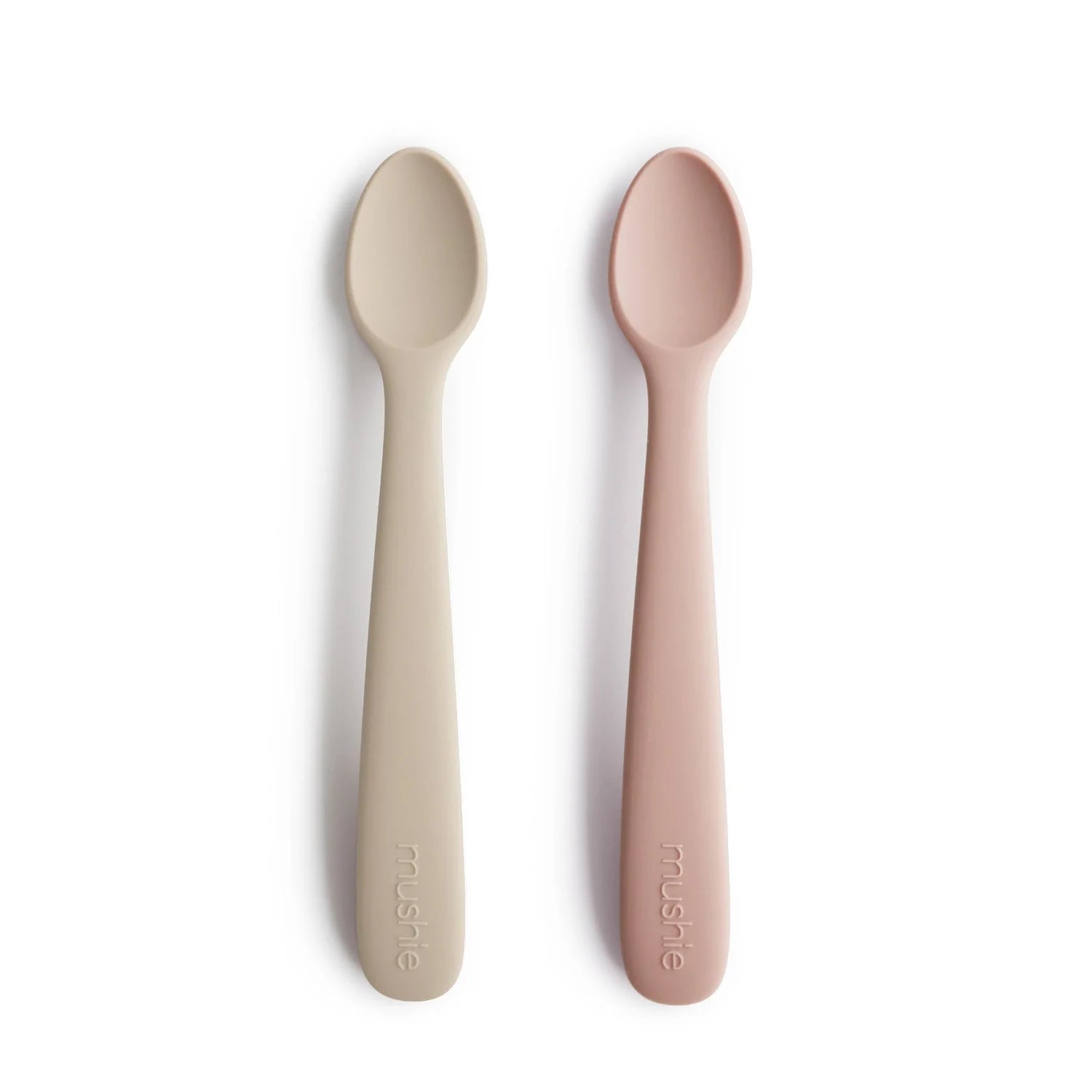 MUSHIE - Silicone Feeding Spoons 2-Pack - Blush/Shifting Sand