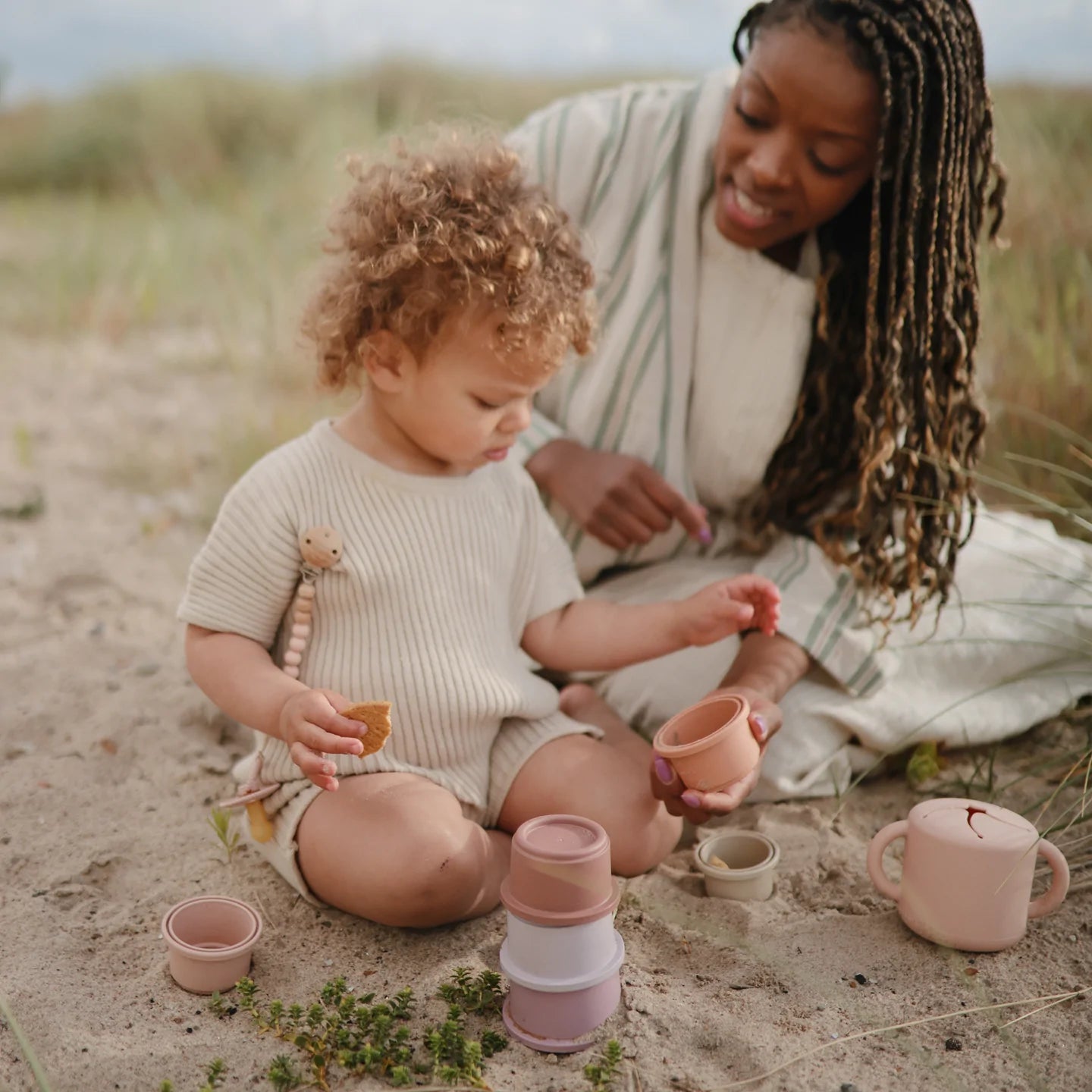 MUSHIE - Stacking Cups Toy - Petal | Made in Denmark